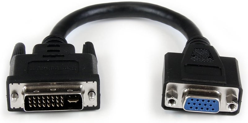 Star Tech .com 8in DVI to VGA Cable Adapter - DVI-I Male to VGA Female Dongle Adapter (DVIVGAMF8IN) - Image 1